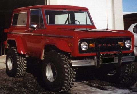 1974 Ford Bronco, Spray painting the frame. Restored body fitted on the rebuilt and modified frame. Bronco looks good!, exterior