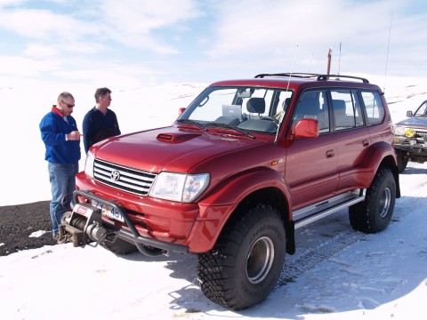 4x4 Jeep Tour. Gudmundur on his Toyota Land Cruiser with Steinthor as 