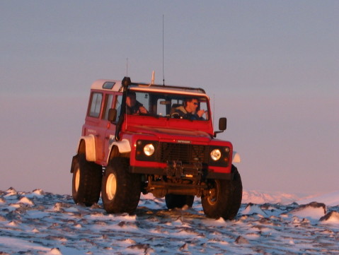 Skuli and his Land Rover Defender at Mt. Esja