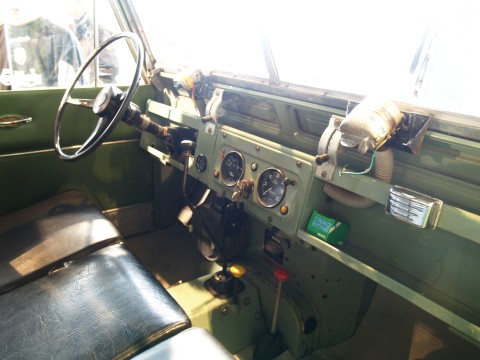 The typical interior of the old Land Rovers is pretty basic 