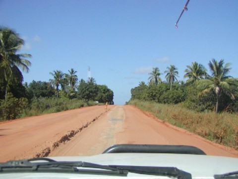The tar road to Pomene