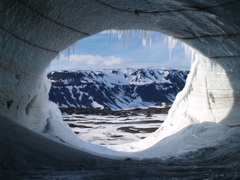 Offroad Eiríksjökull - looking out the ice-cave