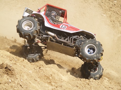 Frederik Sipuri from Sweden rolls his truck over in the first track...