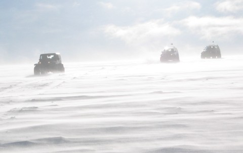 Descending the glacier