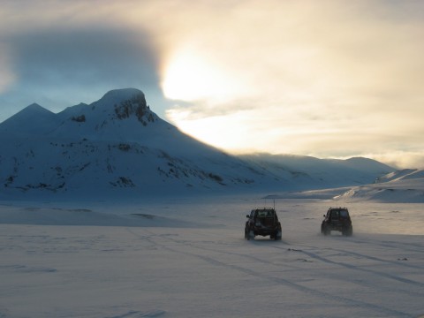 Loðmundur in sunset and fog