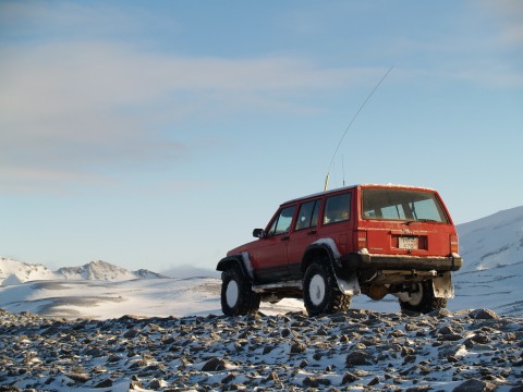 We are heading towards the peaky-glacier Tindfjallajokull.