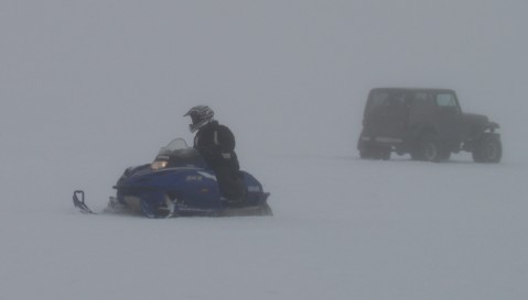 Driving a snowmobile