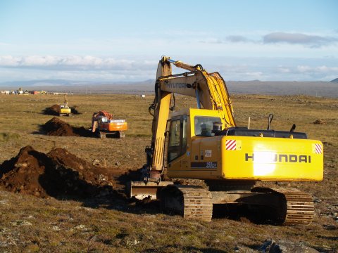 Heavy diggers line up and on track.