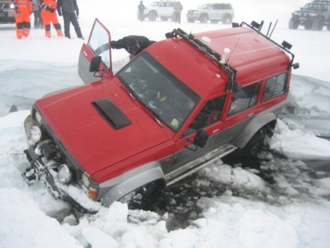 This Nissan Patrol takes more damage when it is driven off a 2 meter (7 feet) high bank into a small stream