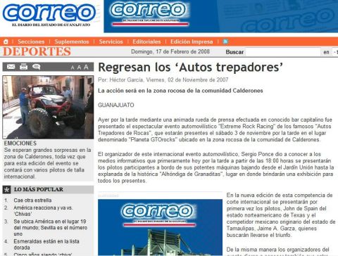 MXRRA IN THE NEWSPAPER CORREO 2007