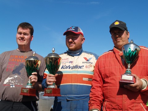 Gunnar Gunnarsson winner in the unlimited class in the center with third place Olafur Bragi Jonsson on the left and second place Sigurdur Thor Jonsson on the right.