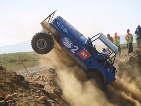 Steingrimur Bjarnason drives his double turbo powered Willys 