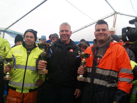 Ragnar Róbertsson winner in the modified street class in the center with second place Bjarki Reynisson on the left and third place Christian Austad on the right.
