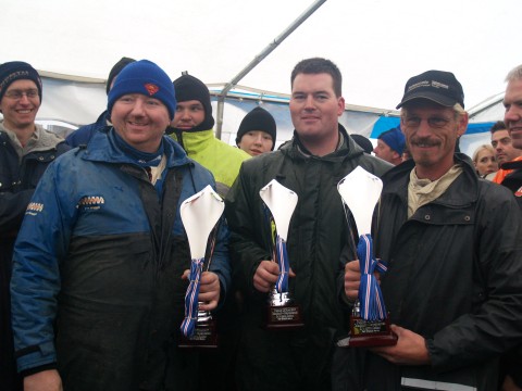 Gunnar Gunnarsson winner in the unlimited class in on the left with second place Olafur Bragi Jonsson on the left and third place Finn Erik Løberg on the right.