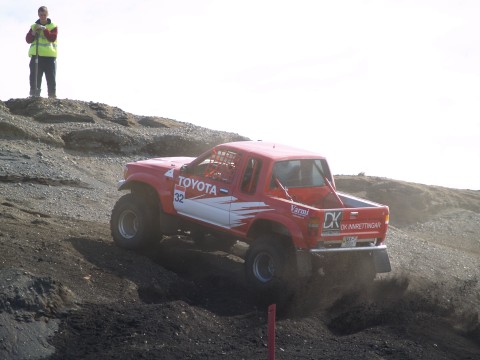 Hlynur on his Toyota Hilux.