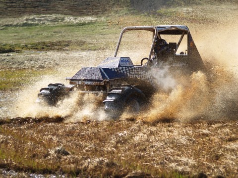 Helgi and the Sheepskin taking on the swamp and its brown mud.