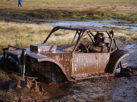 Even though he gets stuck in the mud he secures his victory for the day - as well as the season.