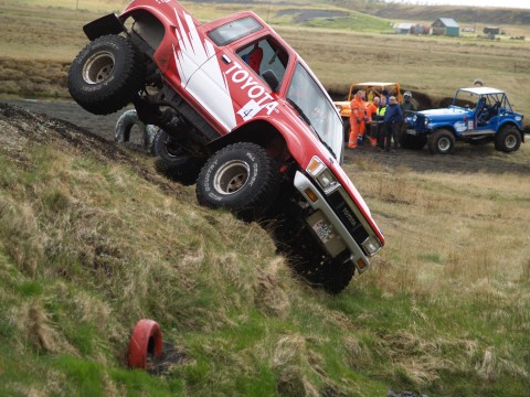 Hlynur B. Sigurdsson in his Toyota Hilux.