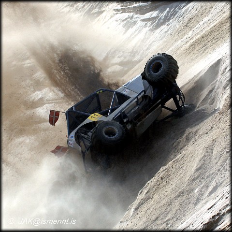 Mikael Berg from Denmark driving the Raisin. 