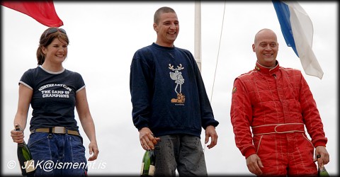 Winners in the Modified Street Class. Gold winner Thomas Nyholm from Finland in the center, Sofia Scholin-Borg silver medal winner to the left and Mika Valonon to the right. 