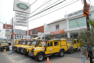 Indonesian Land Rovers Lining Up